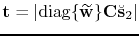 $ \mathbf{t}=\vert\mathrm{diag}\{{\widetilde{\mathbf{w}}}\}\tensor{C}{\breve{\mathbf{s}}}_2\vert$